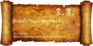 Kubányi Norbert névjegykártya
